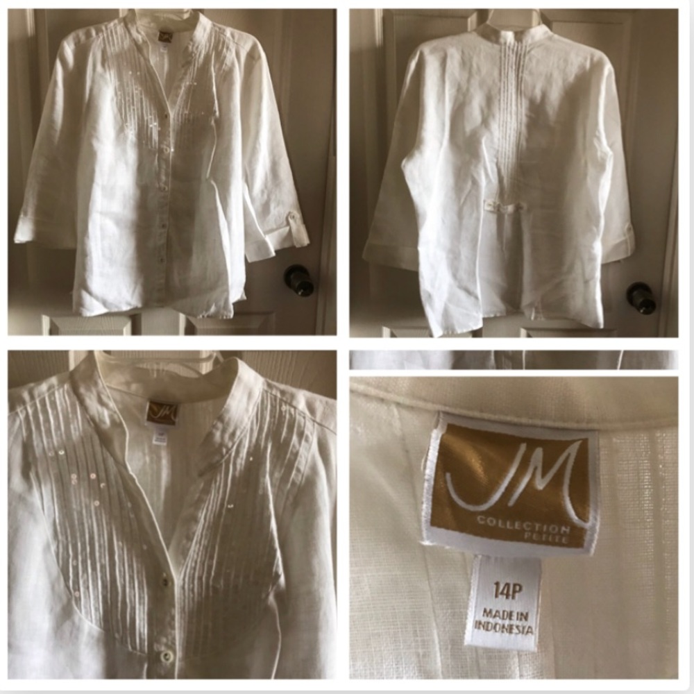 Petite Button down linen to